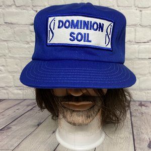 Vintage Trucker Hat Foam Cap Snapback Blue Dominion Soil Embroidered Patch Logo